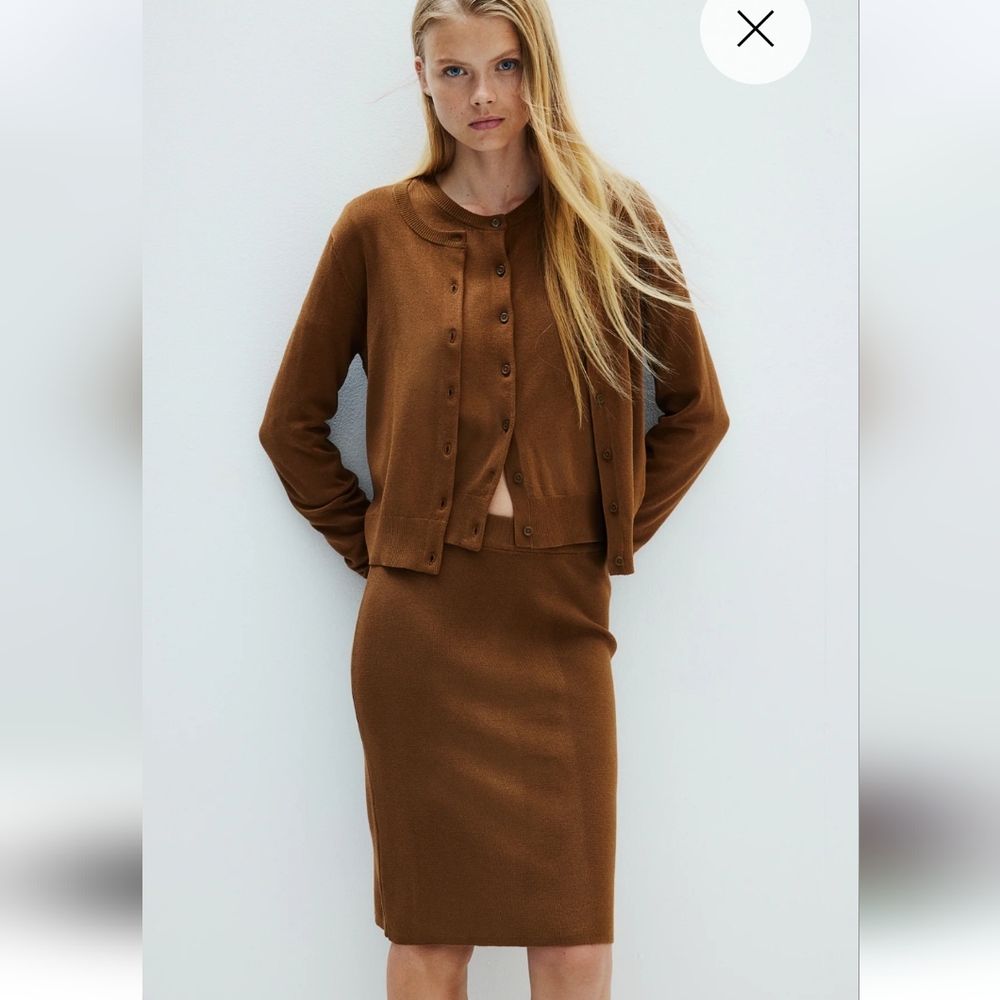 H&M knit brown penci skirt slim fit large